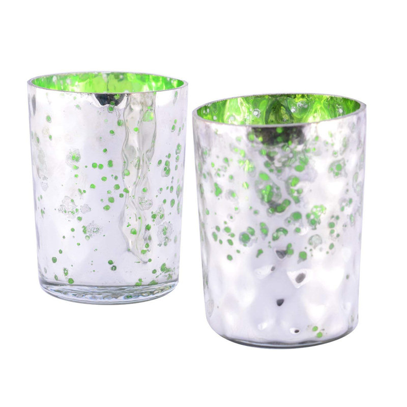 Porte-votive en verre tacheté, Vert foncé