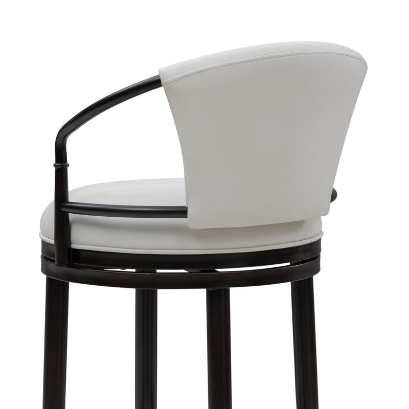 Tabouret de bar pivotant à hauteur de comptoir Conti, Blanc, Tabouret de comptoir (siège d'une hauteur de 26 p