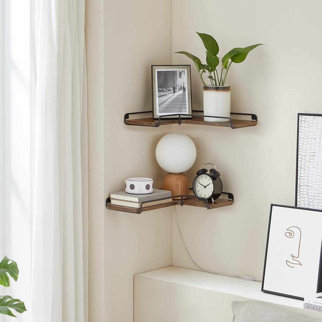 Set of 2, L-Shaped Corner Shelves for Wall