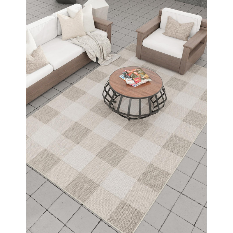 Tapis intérieur / extérieur gris Borland, Rectangle 2 pi x 3 pi 1 po