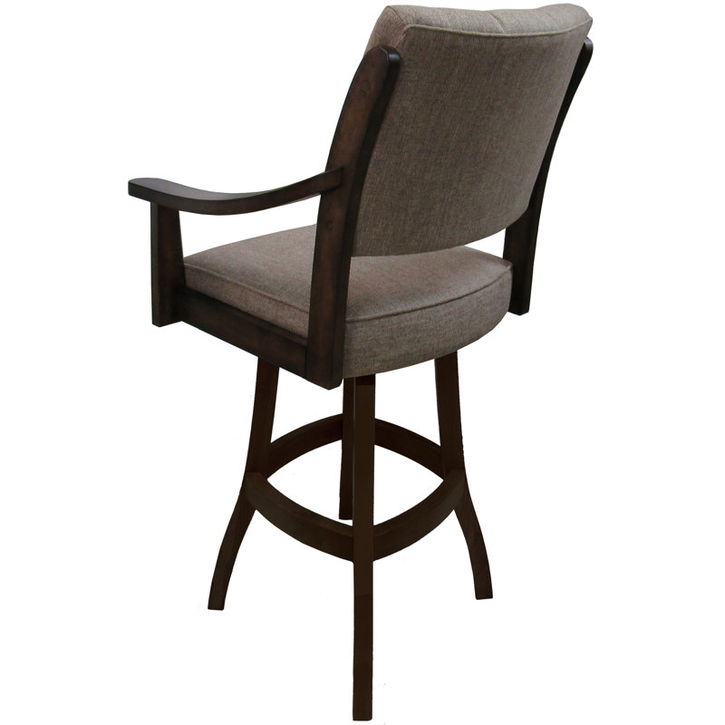 Bellamy Extra Tall Swivel Wood Stool, Basin Beige Seat/New Brown Frame, Bar Stool (30” Seat Height)