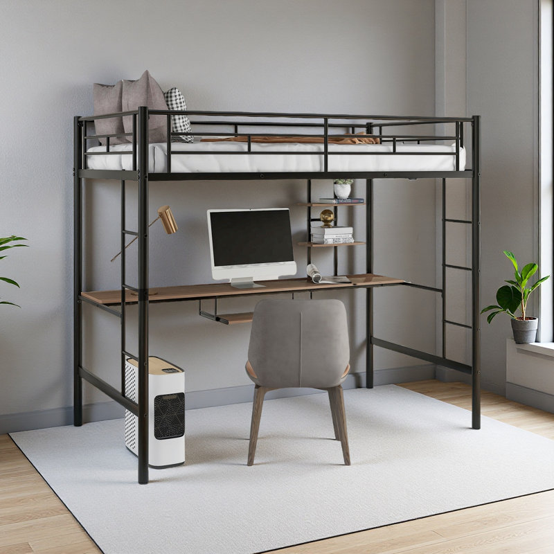 Lit mezzanine avec bureau et tablette, conception peu encombrante