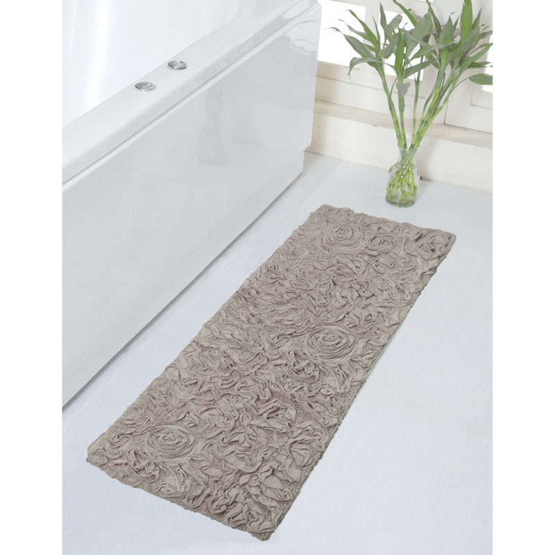 Tapis de bain en coton touffeté à motif floral rose Pascoe, Lin, Simple - L 54 po x l 21 po