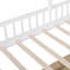 Lit simple avec canapé, lit plateforme pour enfants avec deux tiroirs et tablette de rangement, blanc