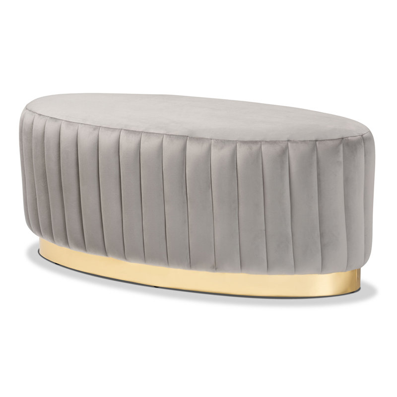 103.9cm Wide Oval Solid Colour Standard Ottoman, Grey