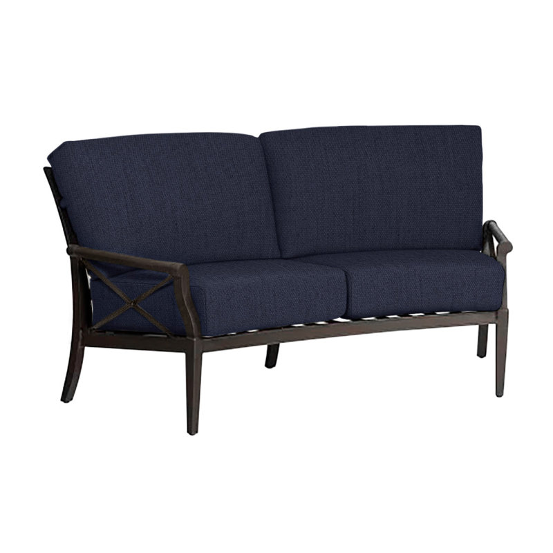 Andover 74.5'' Wide Aluminum Loveseat with Cushions, Canvas Navy Sunbrella® Canvas, Weathered White