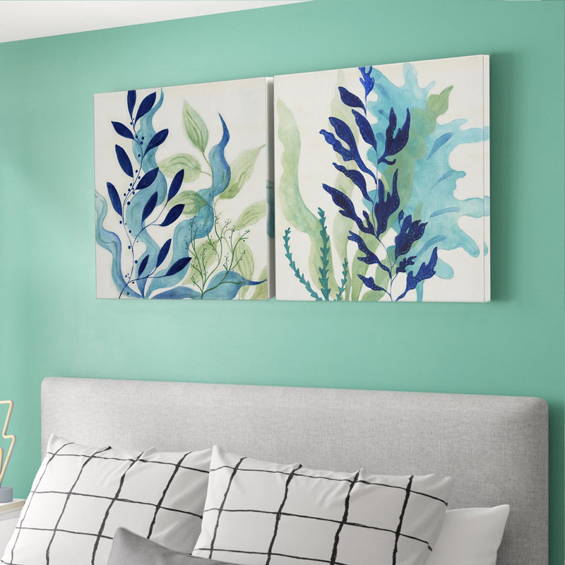 Pamila corail - ensemble de 2 reproductions d'art sur toile tendue, H 24 po x l 48 po x P 1 po