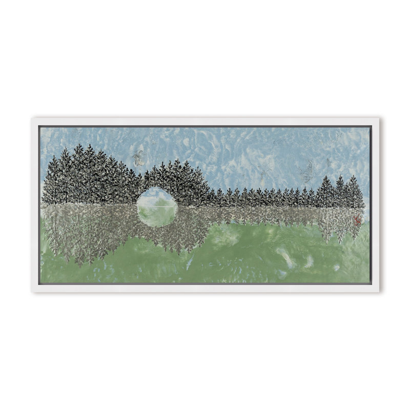 Nature Inspired "Emerald Waters" Canvas Wall Art By Karen Biery, 8" H x 16" W, Framed Matted Print, Brown