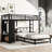 Twin Over Black Bunk Bed Made Of Metal With A Built - In Closet, Hidden Under Trundle, Foldable Nightstand Desk, And Quiet Function Great For Guest Rooms Featuring Pull Out Work Full Length-2036770440