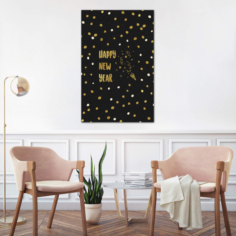 Happy New Year Gold - Wrapped Canvas Print, 66.04 cm H x 45.72 cm W x 1.91 cm D