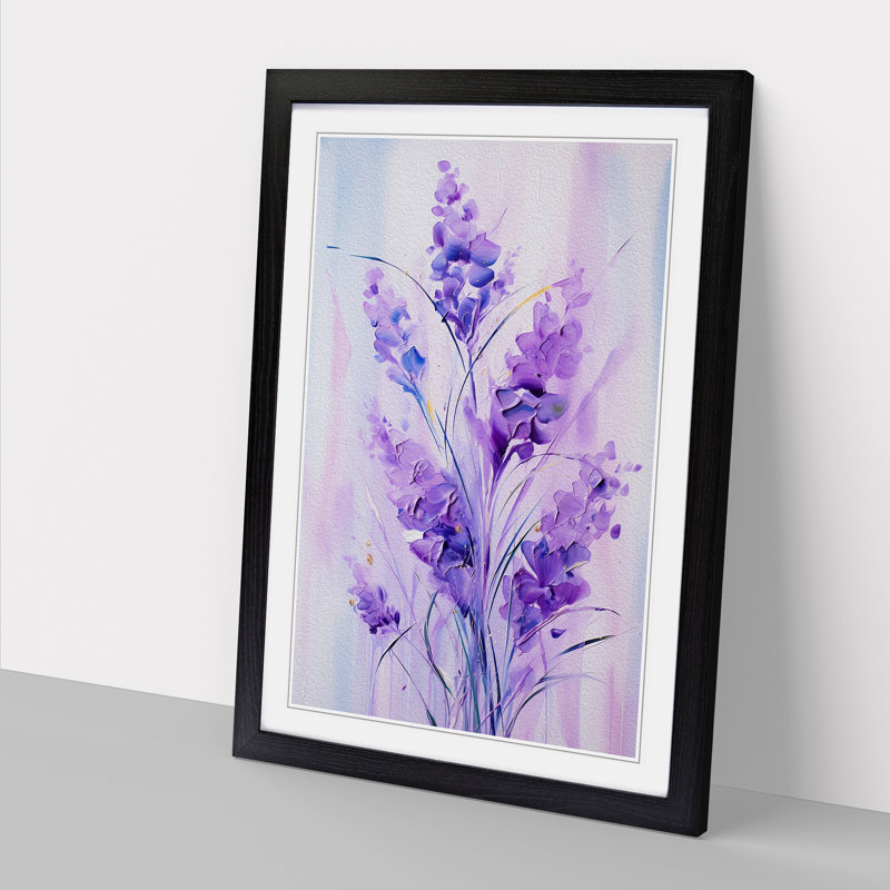 Lavender Flower Gestural Art - Framed Print, Black Framed, 64cm H x 46cm W x 2cm D
