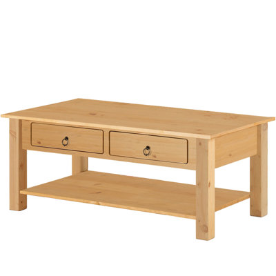 Embry Solid Wood Four Leg Coffee Table with Storage