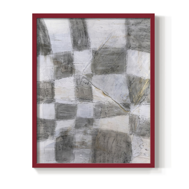 Rustic Textile II Framed Print - Solid Wood, 30" H x 24" W, Red