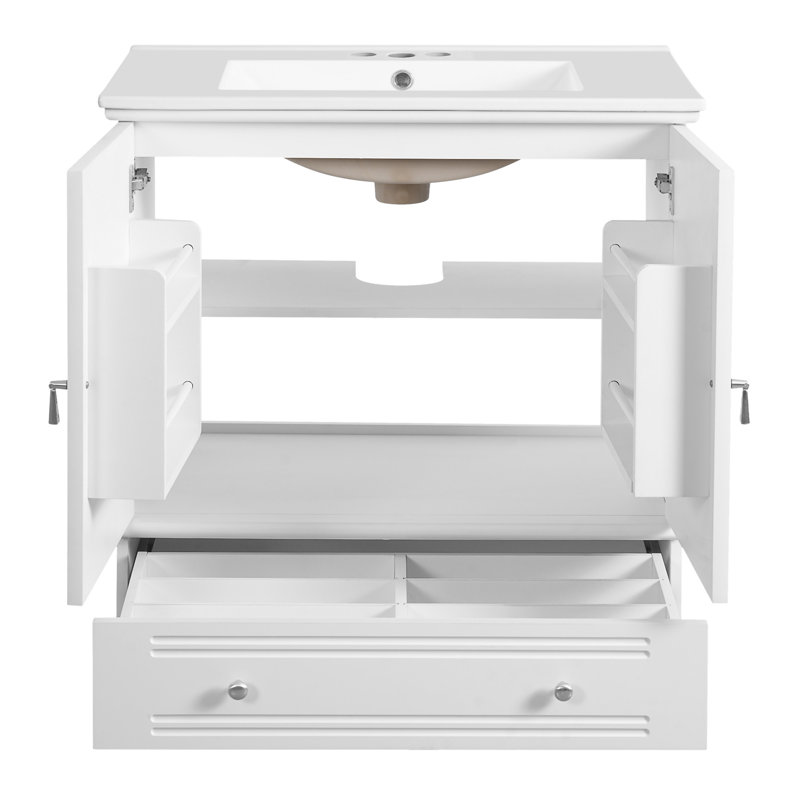 Meuble-lavabo 30 po avec lavabo en céramique, Blanc
