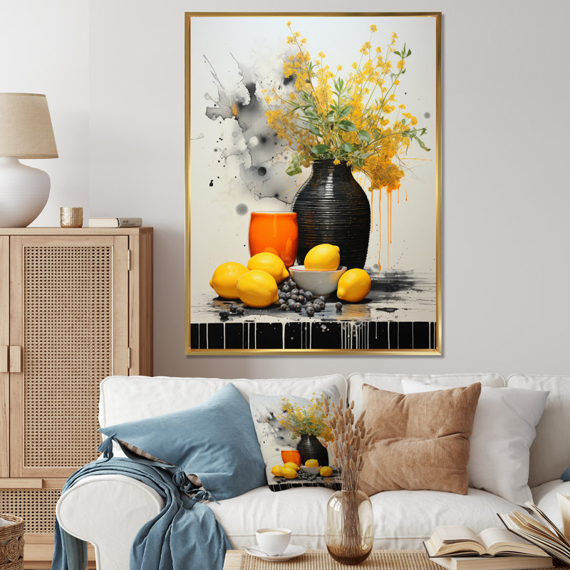 Nature morte grise abstraite Lastasia II, Encadrement doré, H 44 po x l 34 po x P 1,5 po