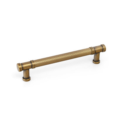 Knurled Cabinet Pulls, Antique Brass & Champagne Bronze Textured Drawer Bar Handles for Kitchen Cupboard Bathroom Cabinet