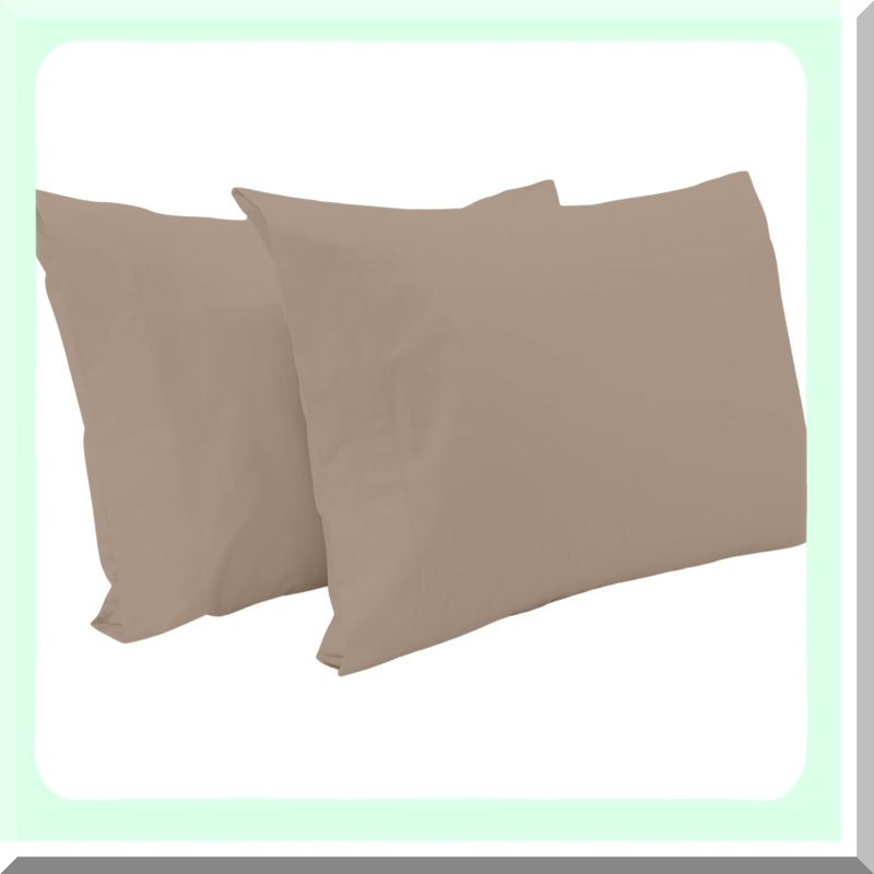 BreathEasy Cotton Pillow Protectors - Set of 2 Taupe Queen Size Pillow Covers - Dust and Dirt Resistant Pillowcases - Cool and Quality Fabric