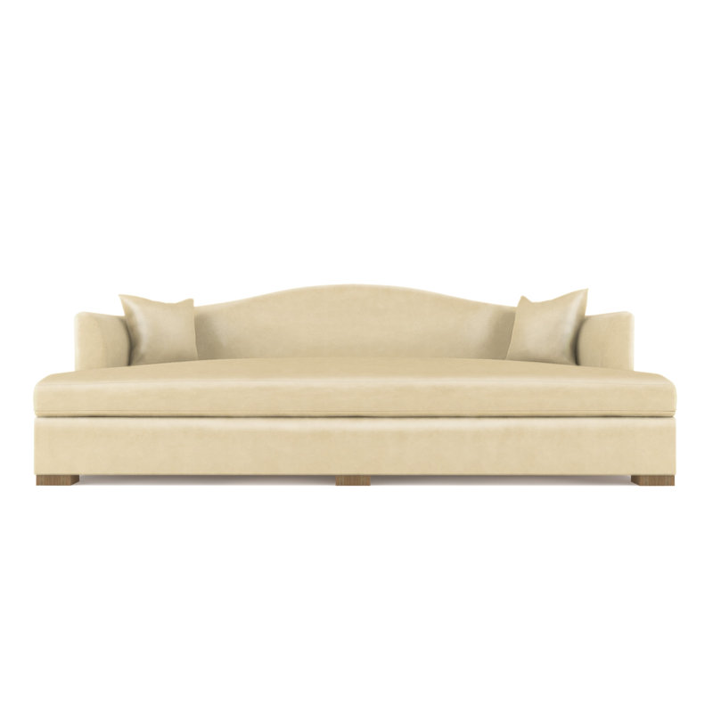 Horatio Camelback Taper Curved-Arm Daybed, Vintage Leather Alabaster, Weathered
