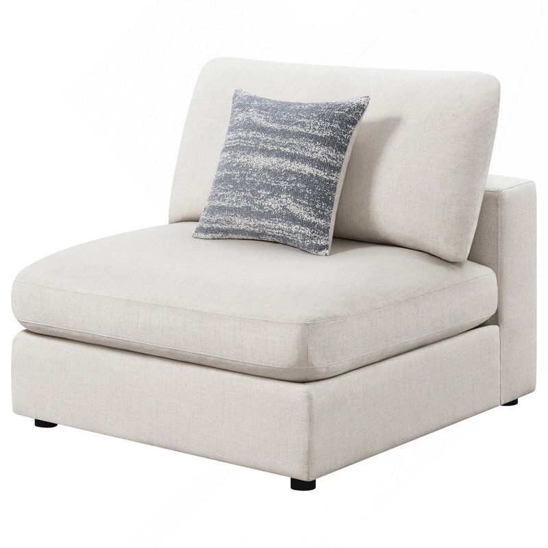 Chaise rembourrée beige sans accoudoirs avec coussins amovibles, Doré