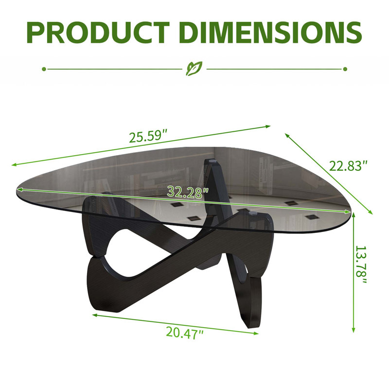 Table basse élégante en verre Mid-Century moderne, Noir