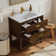 30" Walnut Single Sink Bathroom Vanity with Solid Surface Composite Top