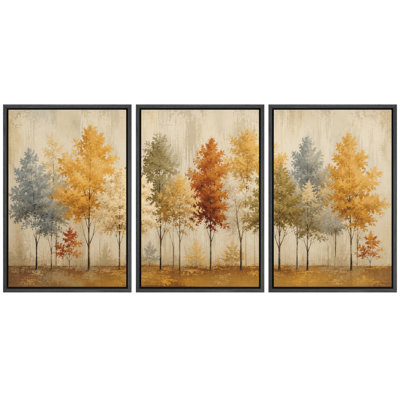 «Autumn Tree Forest», art de la salle à manger, impression sur toile encadrée, 3 pièces, 16 po x 24 po x 3 pièces, 24 po x 36 po x 3 pièces