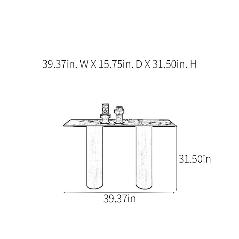 Modern Minimalist Luxury Console Table, 31.5" H x 39.37" W x 15.75" D