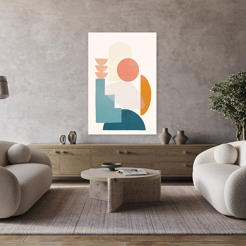 Art mural moderne abstrait géométrique ludique, H 48 po x l 32 po
