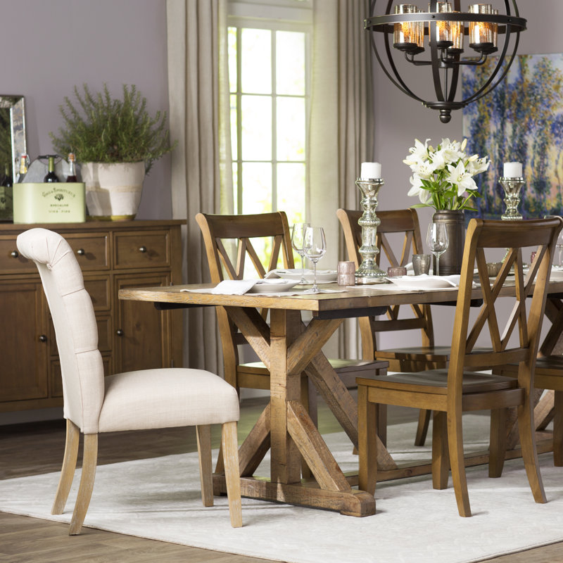 Ameriga 20'' H Tufted Upholstered Side Chair, Beige Linen