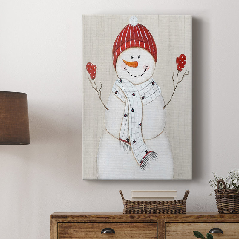 Bonhomme de neige festif III - galerie Cavas sur mesure, H 18 po x l 12 po