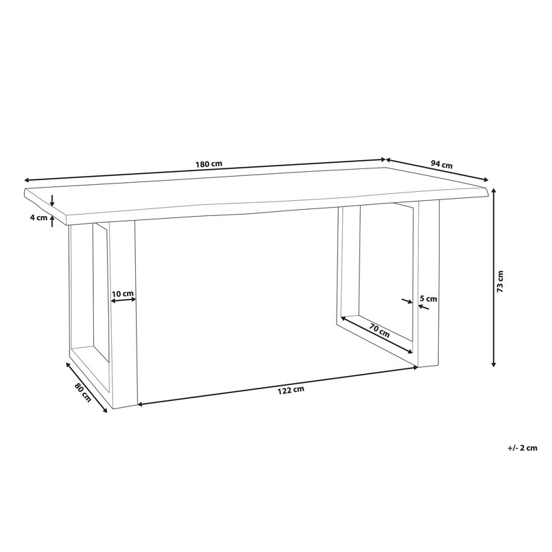 Hummell Acacia Solid Wood Dining Table, H73 x L180 x W94