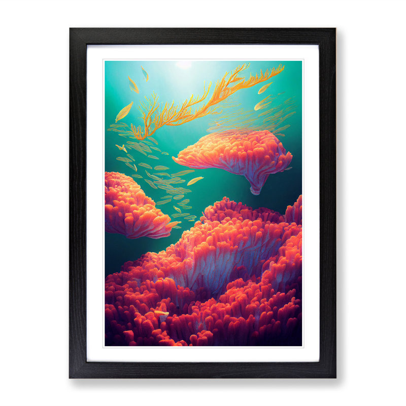 Beautiful Coral - Single Picture Frame Print, 46cm H x 34cm W x 2cm D, Black Framed