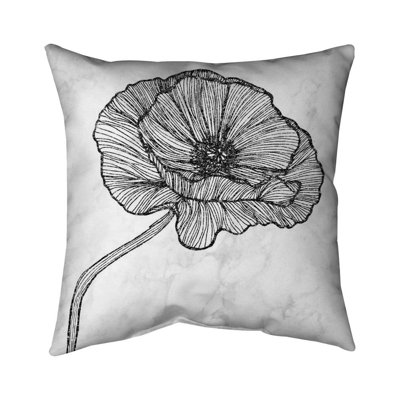 Bright Poppy Flower Outdoor Throw Pillow | White Floral Decor