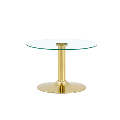 27.5-inch diameter round tempered glass coffee table