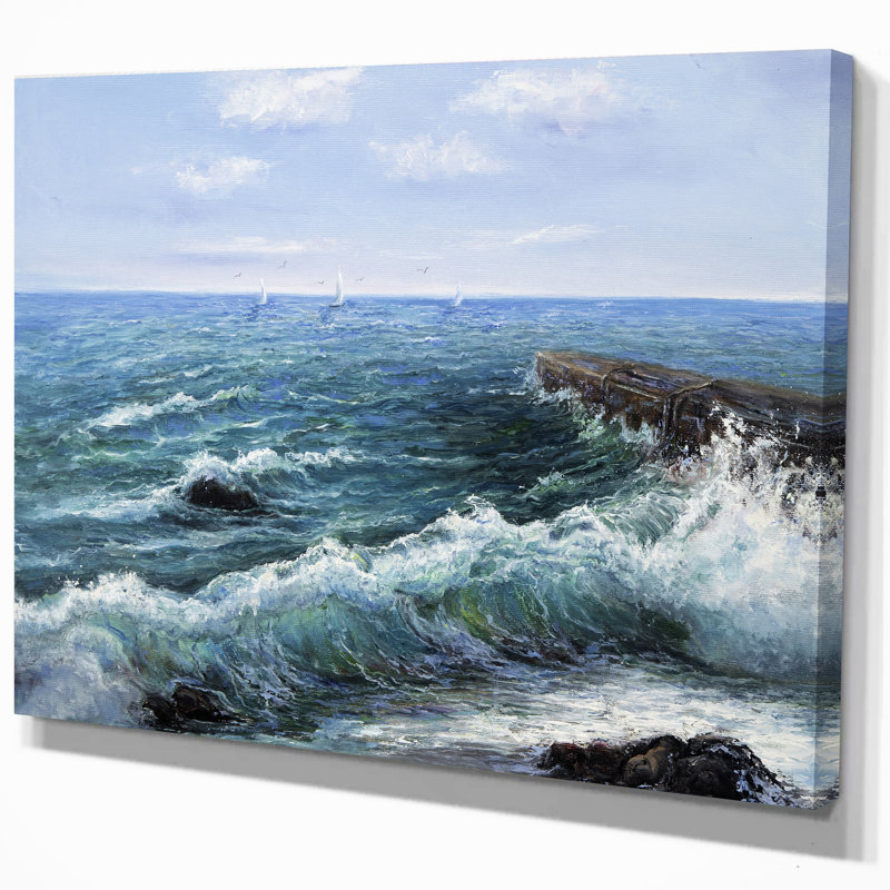 Vagues déferlantes-impression d’art graphique sur toile tendue, H 20 po x l 20 po x P 1 po