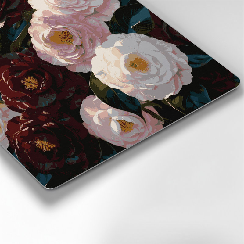 Art mural en métal Botanical Camellias, H 16 po x l 16 po