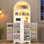 Armoires garde-manger arquées de 75 po avec tablette à micro-ondes, grande armoire de rangement pour garde-manger avec tiroir et tablettes réglables, armoires avec éclairage à DEL pour la cuisine, le salon et la salle à manger