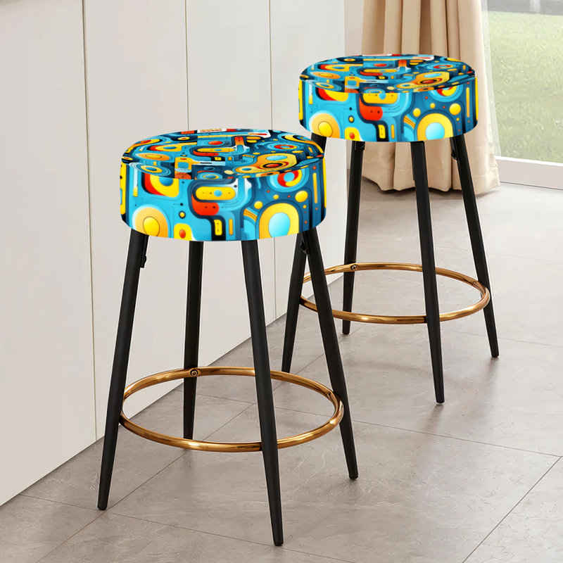 Orange Nomadic Geometric Illusions - Ensemble de 2 tabourets de bar géométriques