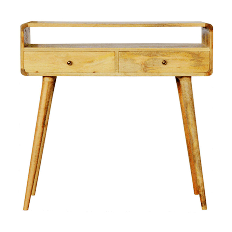 High Quality Material Wood Curved Console Table With Strong Legs, Tan
