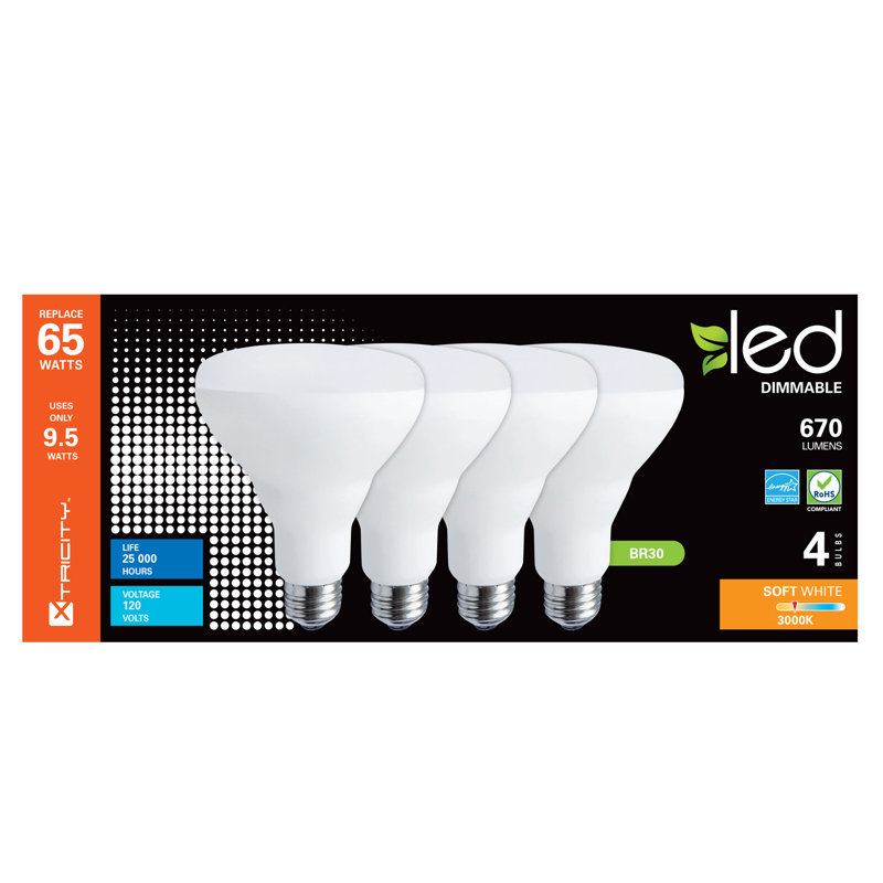 E26 Dimmable LED Floodlight Light Bulb, 3000K, 4