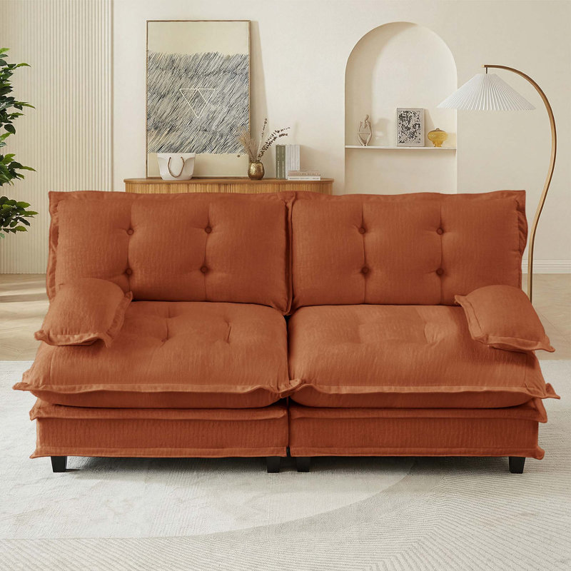 Canapé modulaire en tissu chenille respirant, facile à assembler pour le confort du salon, Orange