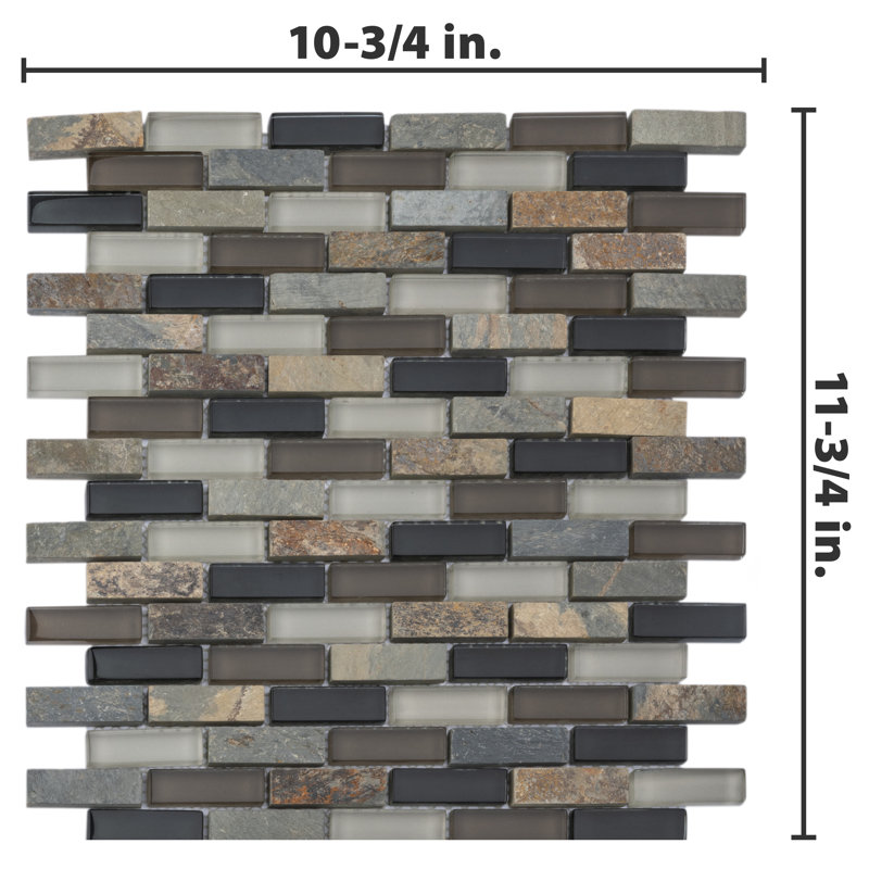 Tessera Subway Stonehenge 10-3/4" x 11-3/4" Glass Mosaic Tile
