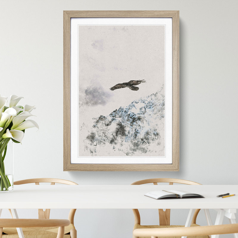 Eagle Flying High - Picture Frame Graphic Art, 48cm H x 36cm W x 2cm D, Oak