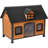 Large Dog House Anti-Chewing Metal Frame Design Insulated Wooden Dog Kennel with Unique Design Roof, Weatherproof Dog House for Outdoor Indoor