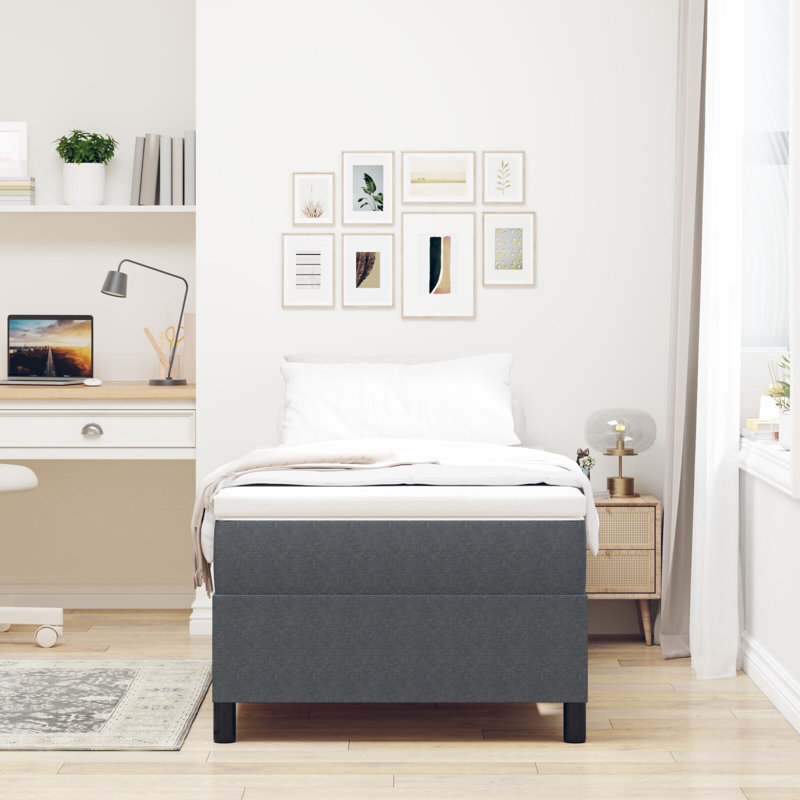 Box Spring Bed Fabric, Grey, 90 x 193 cm