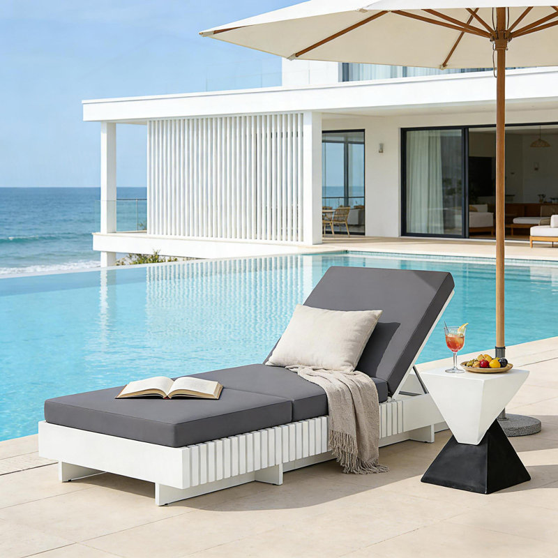 Chaise longue d'extérieur avec coussin hydrofuge 3 fois, Gris foncé
