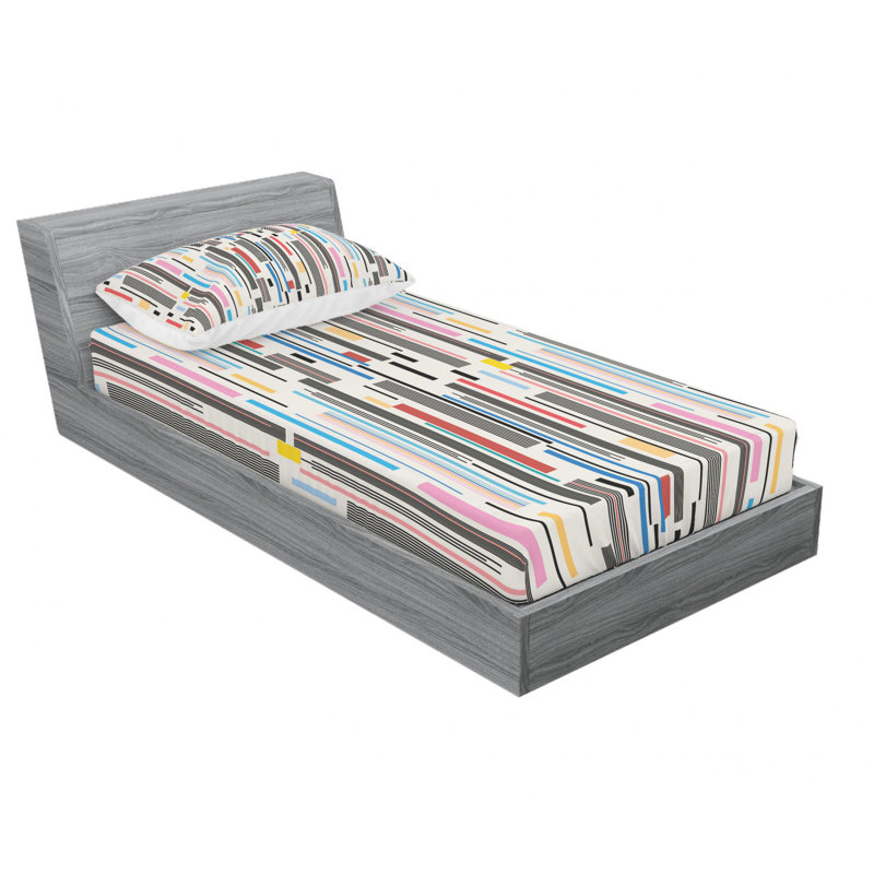 Twin XL Pink and Yellow Striped Microfiber Sheet Set