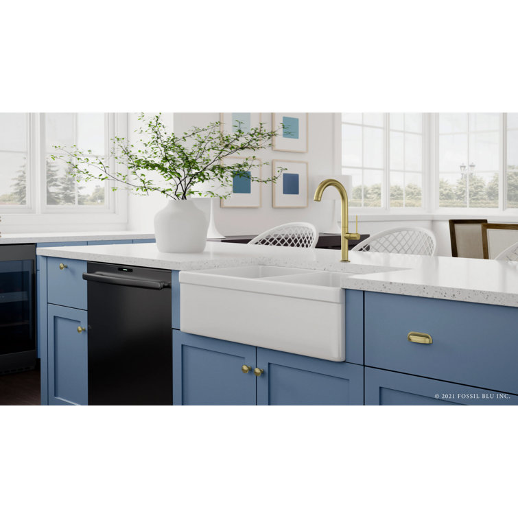 32.75" L x 19.88" W Double Basin Farmhouse Kitchen Sink with Accessories