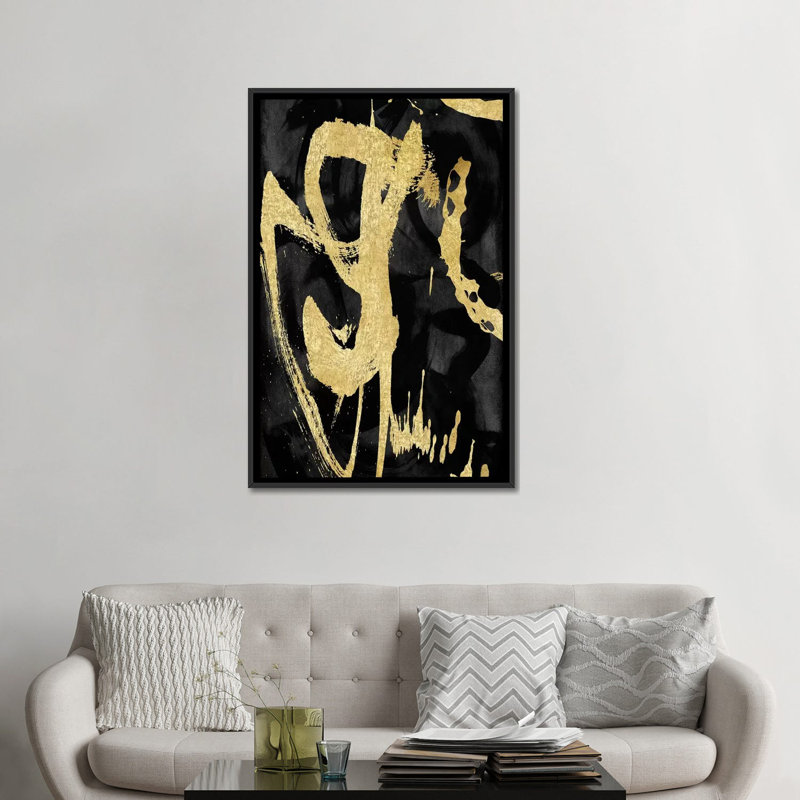 « rambunctious ii », reproduction sur toile, H 26 po x l 18 po x P 1,5 po, Toile avec cadre noir, Pas de tapis