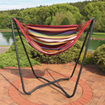 Hagan Cotton Hammock Hanging Chair with Stand - 1-Person